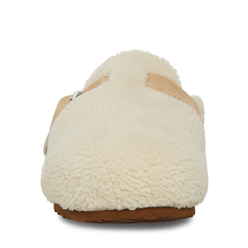 White Steve Madden Cuddle Women's Slides | PH 4968AWK